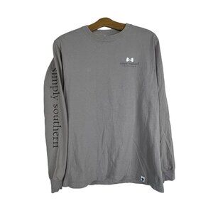 Simply Southen Long Sleeve Tshirt Size Small Crew Neck Camping Lantern Gray